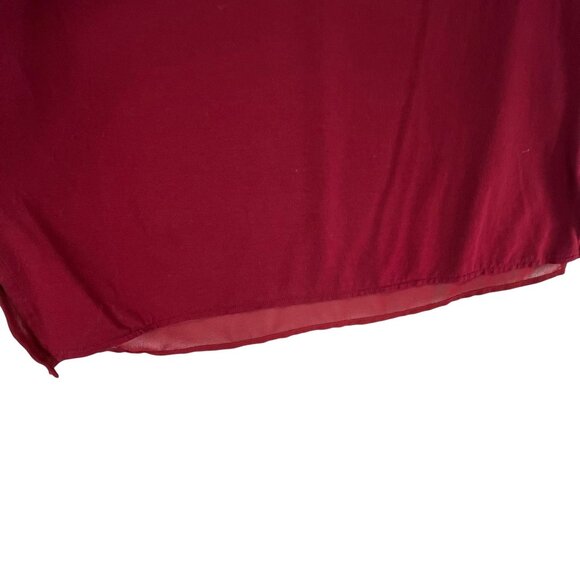 Michael Kors Womens Deep Red V-Neck Tunic Top Sheer Hem Layering Detail Size S - Picture 7 of 10